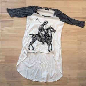 Lauren Moshi Gray and White Tunic Top